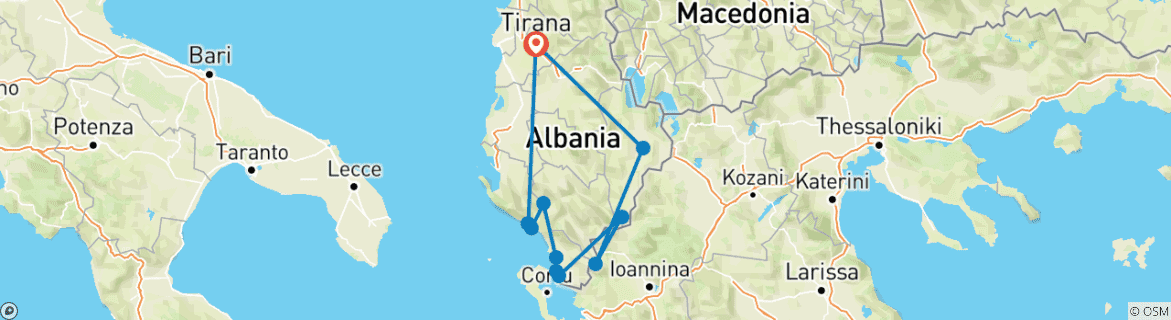 Image d'une carte montrant l'itinéraire du circuit