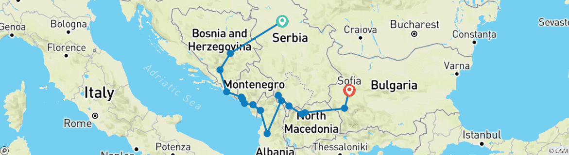 Image d'une carte montrant l'itinéraire du circuit