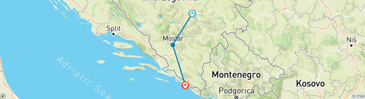 Image d'une carte montrant l'itinéraire du circuit