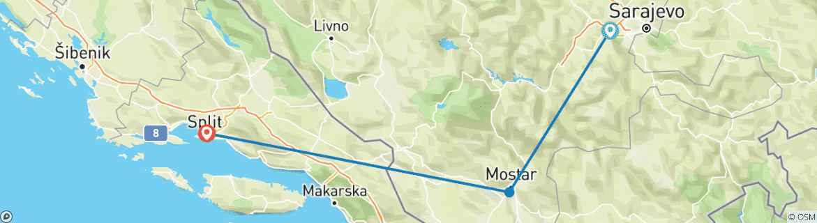 Image d'une carte montrant l'itinéraire du circuit