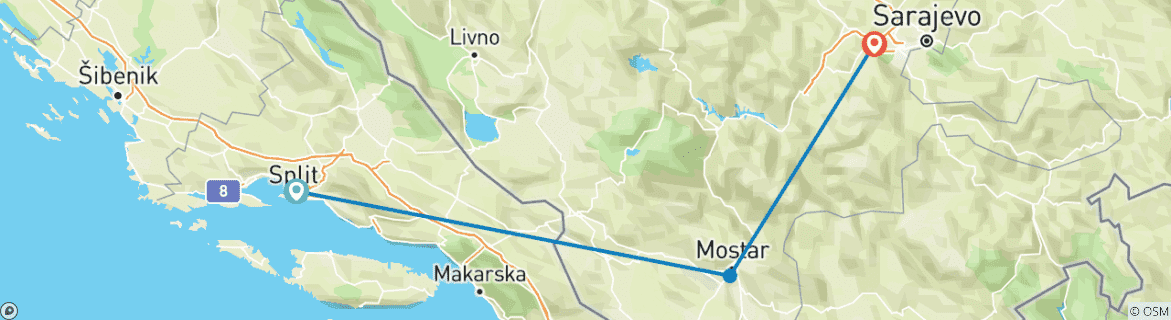 Image d'une carte montrant l'itinéraire du circuit