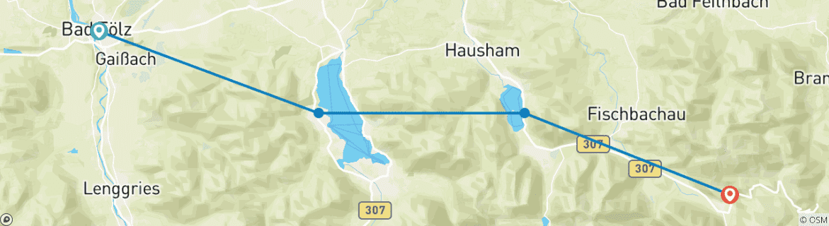 Image d'une carte montrant l'itinéraire du circuit