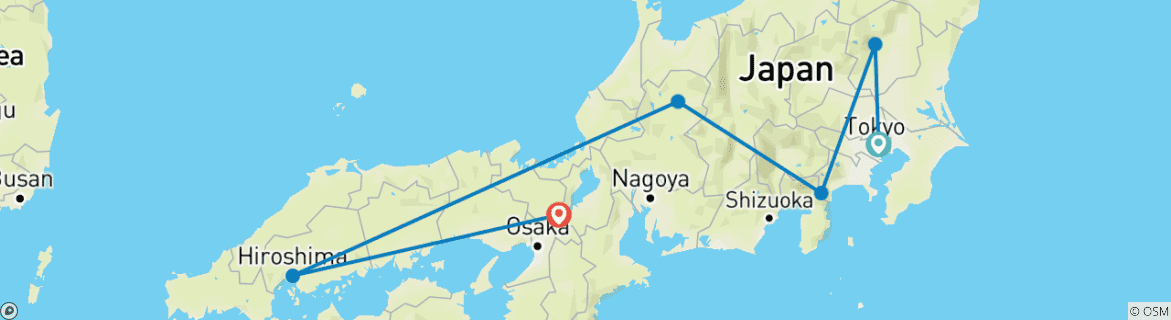 Image d'une carte montrant l'itinéraire du circuit
