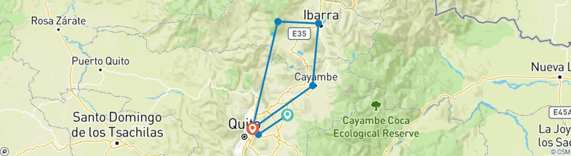 Image d'une carte montrant l'itinéraire du circuit