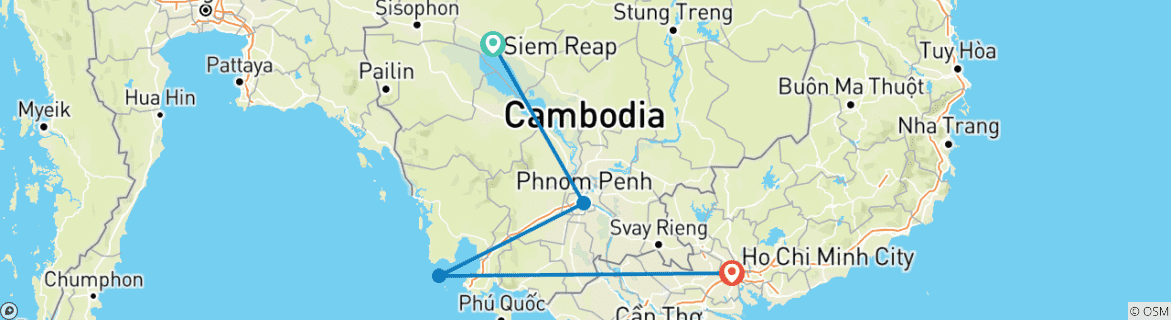 Image d'une carte montrant l'itinéraire du circuit