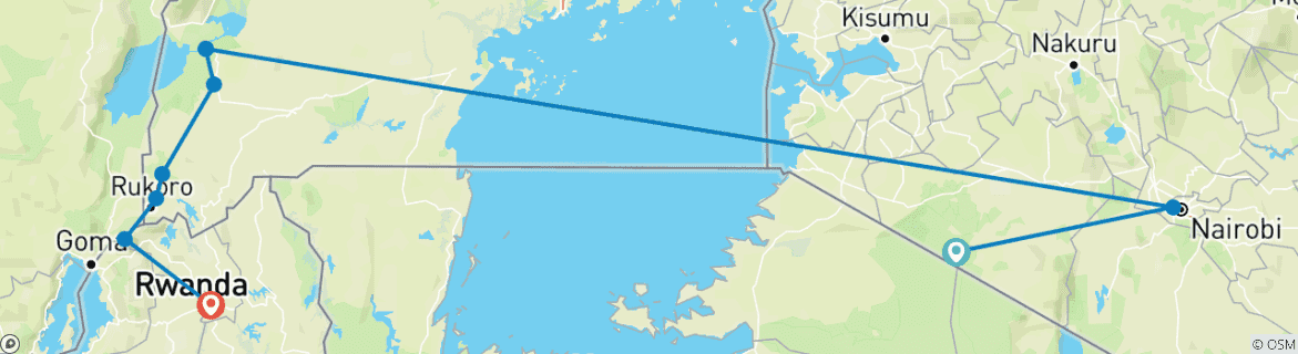 Image d'une carte montrant l'itinéraire du circuit