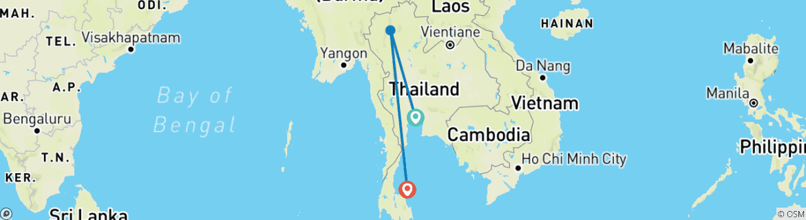 Image d'une carte montrant l'itinéraire du circuit