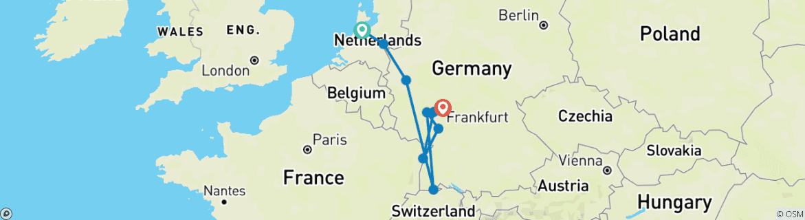 Image d'une carte montrant l'itinéraire du circuit