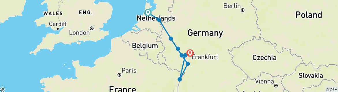 Image d'une carte montrant l'itinéraire du circuit