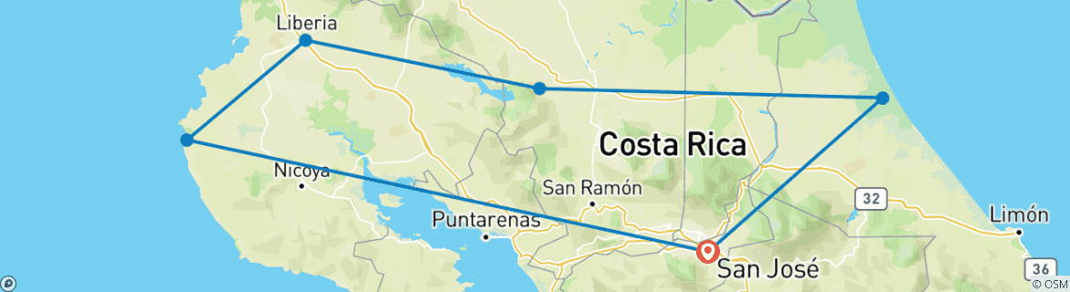 Image d'une carte montrant l'itinéraire du circuit