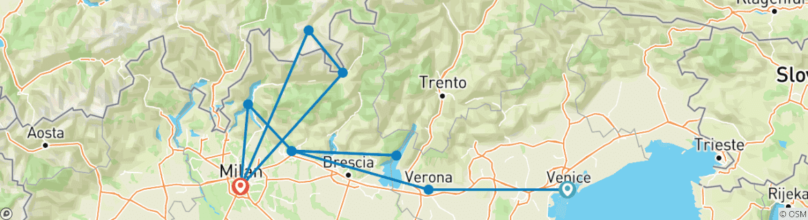 Image d'une carte montrant l'itinéraire du circuit