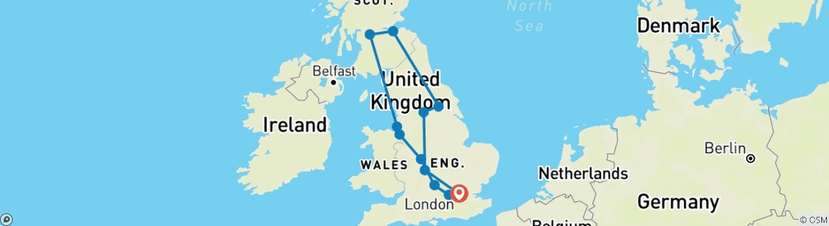 Image d'une carte montrant l'itinéraire du circuit