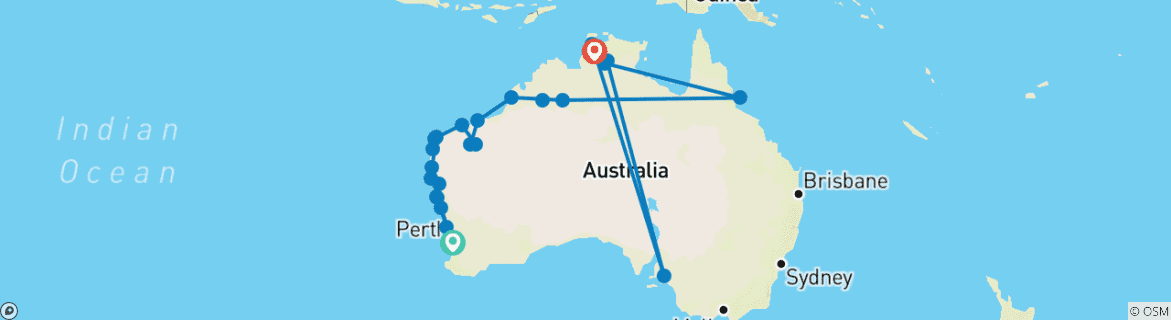 Image d'une carte montrant l'itinéraire du circuit