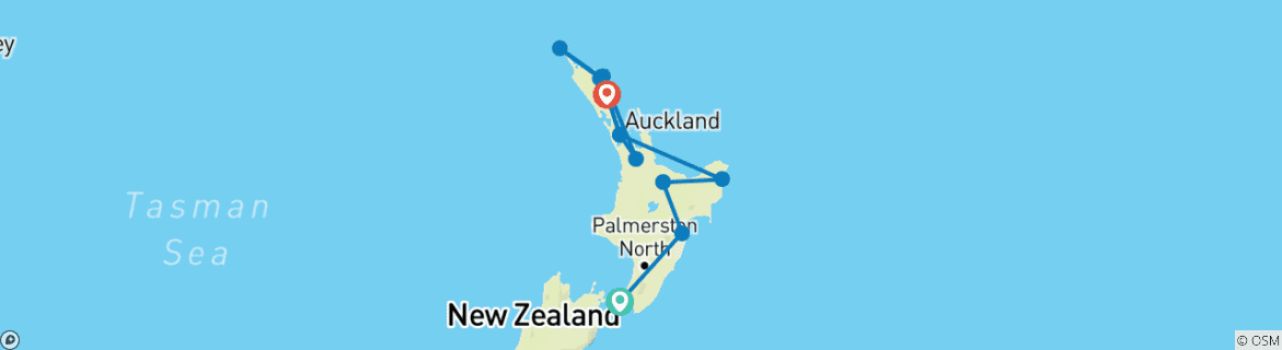 Image d'une carte montrant l'itinéraire du circuit