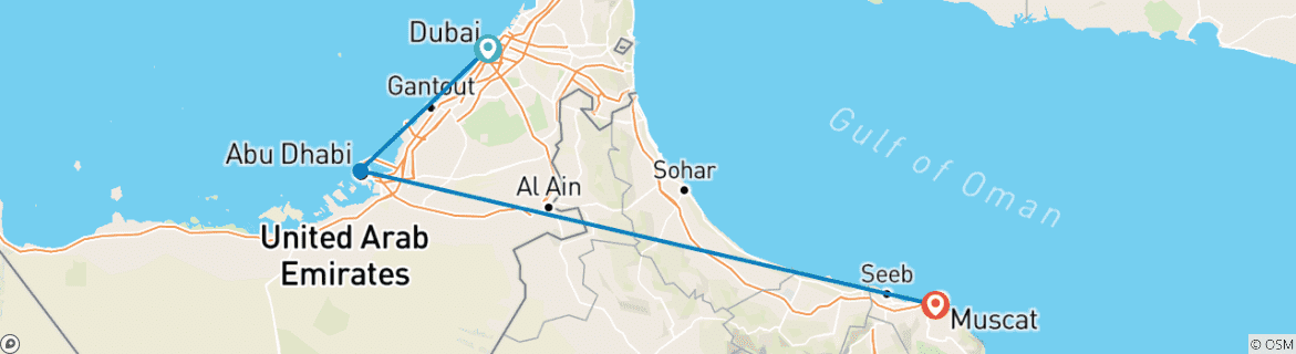 Karte von DUBAI & MUSKAT WERTVOLL FIT TOUR