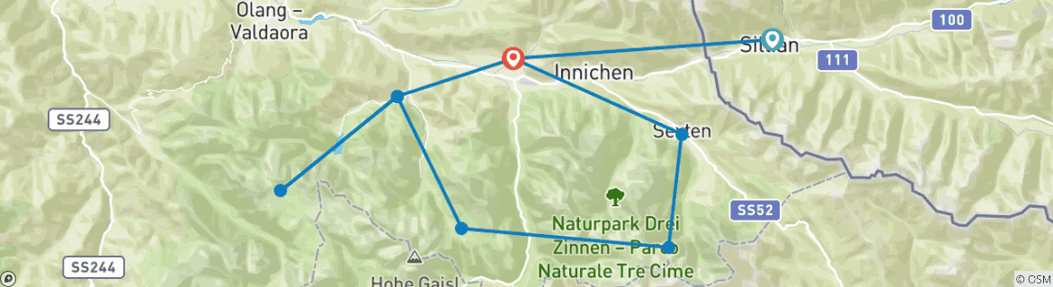 Karte mit der Reiseroute