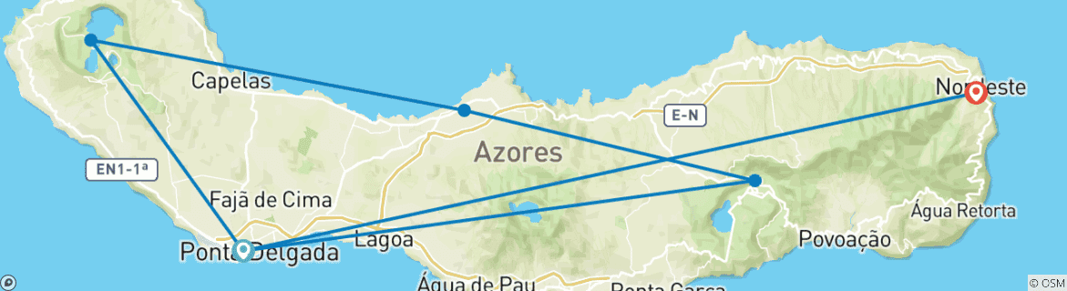 Image d'une carte montrant l'itinéraire du circuit