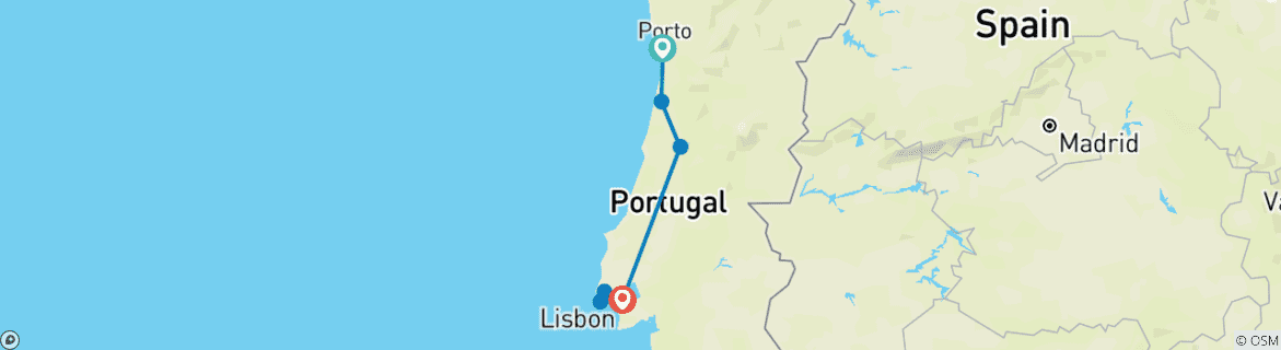 Image d'une carte montrant l'itinéraire du circuit