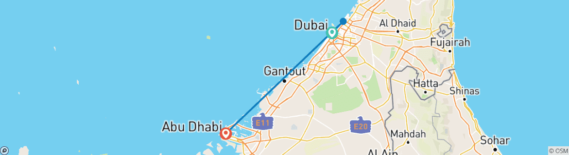 Image d'une carte montrant l'itinéraire du circuit