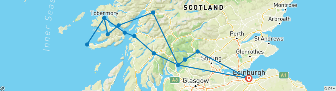 Image d'une carte montrant l'itinéraire du circuit