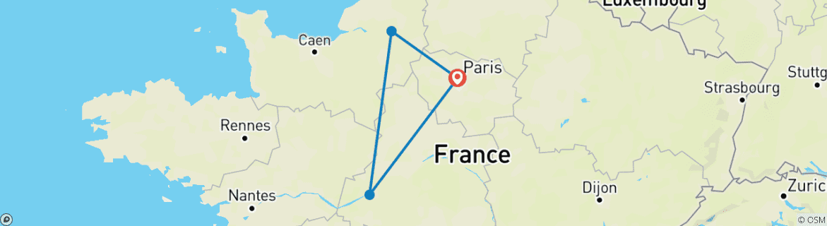 Image d'une carte montrant l'itinéraire du circuit
