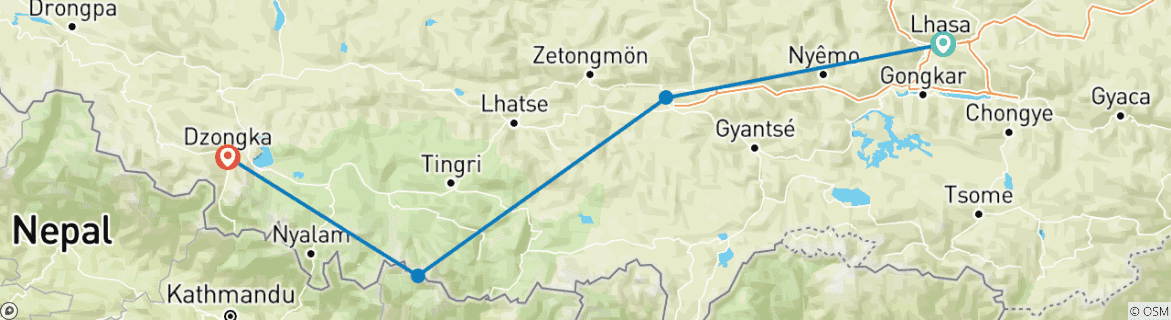 Image d'une carte montrant l'itinéraire du circuit