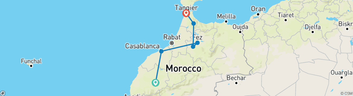 Image d'une carte montrant l'itinéraire du circuit