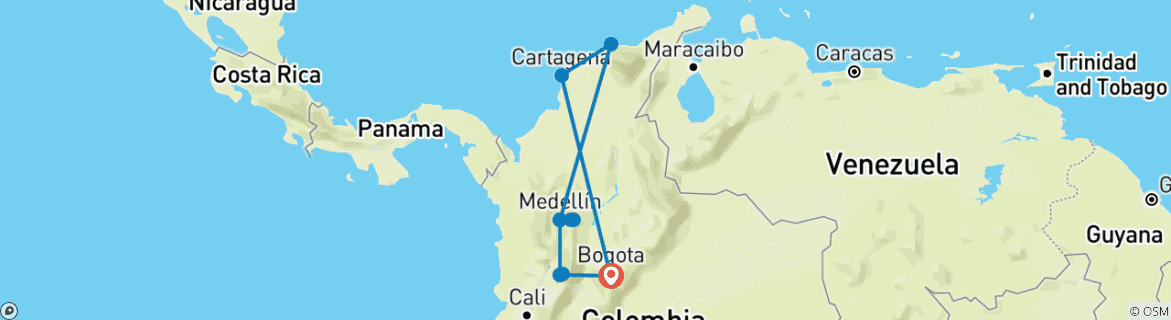 Image d'une carte montrant l'itinéraire du circuit