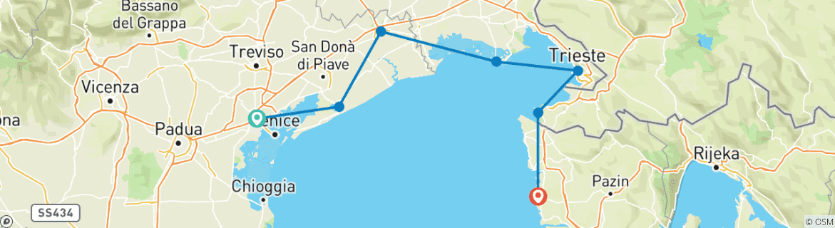 Image d'une carte montrant l'itinéraire du circuit