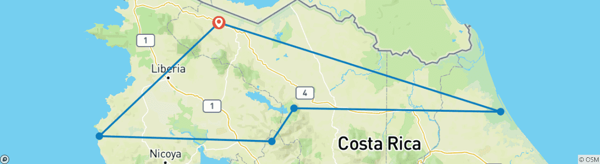 Image d'une carte montrant l'itinéraire du circuit