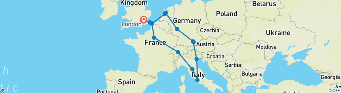 Image d'une carte montrant l'itinéraire du circuit