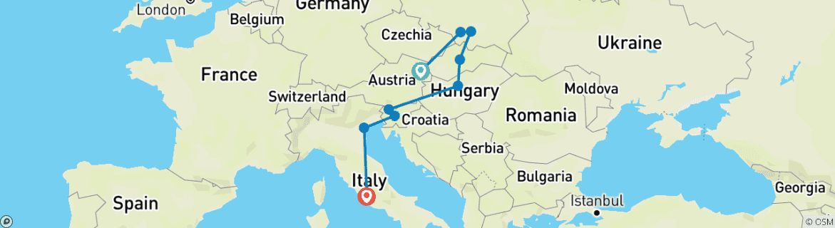 Image d'une carte montrant l'itinéraire du circuit