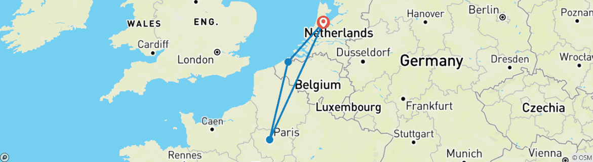 Image d'une carte montrant l'itinéraire du circuit