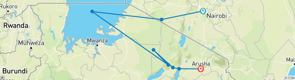 Image d'une carte montrant l'itinéraire du circuit