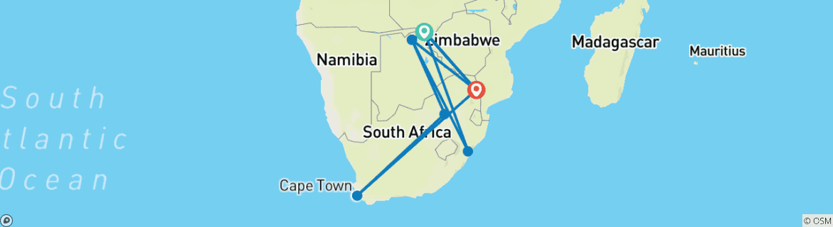 Image d'une carte montrant l'itinéraire du circuit