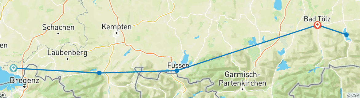 Image d'une carte montrant l'itinéraire du circuit