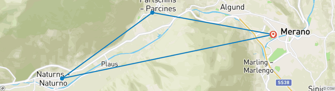 Image d'une carte montrant l'itinéraire du circuit
