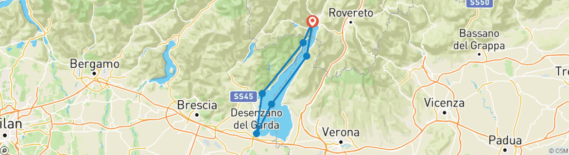 Image d'une carte montrant l'itinéraire du circuit