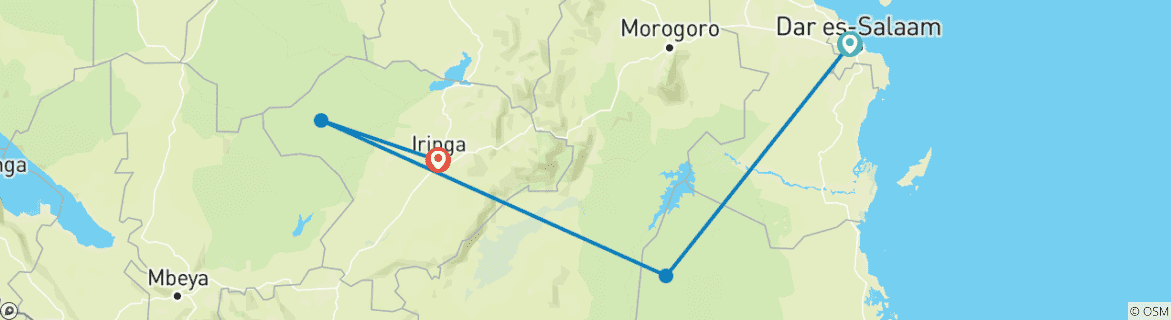 Image d'une carte montrant l'itinéraire du circuit