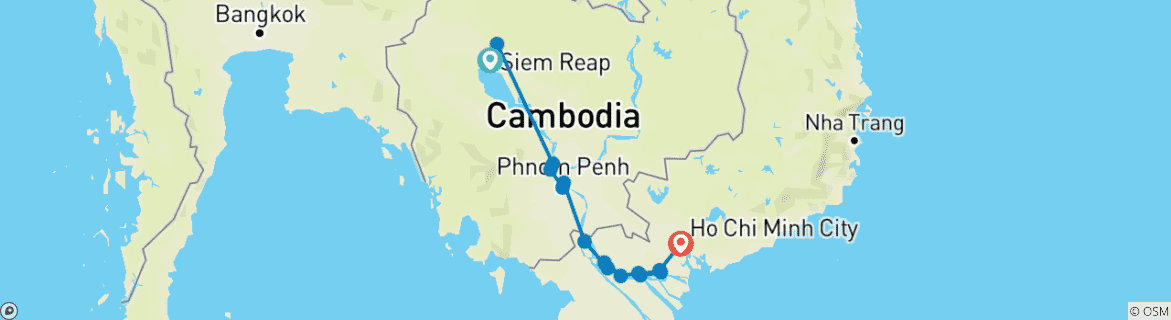 Image d'une carte montrant l'itinéraire du circuit