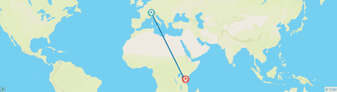 Foto van een kaart met de route van de rondreis