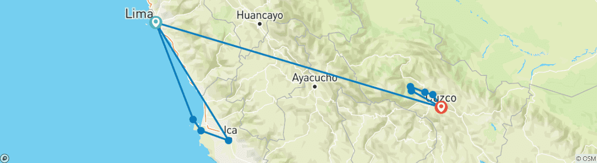 Image d'une carte montrant l'itinéraire du circuit