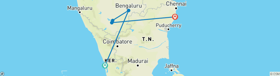 Karte mit der Reiseroute