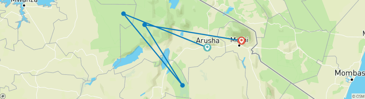 Image d'une carte montrant l'itinéraire du circuit