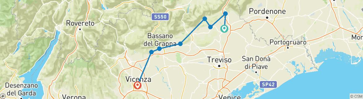 Image d'une carte montrant l'itinéraire du circuit