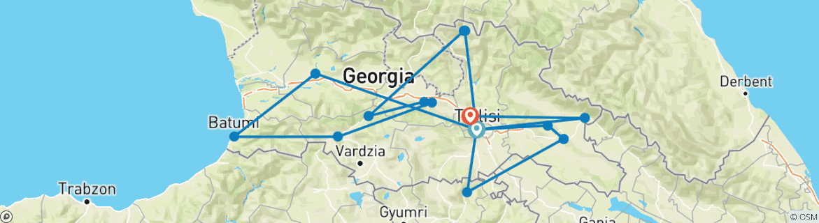 Foto van een kaart met de route van de rondreis