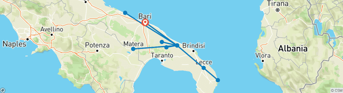Image d'une carte montrant l'itinéraire du circuit