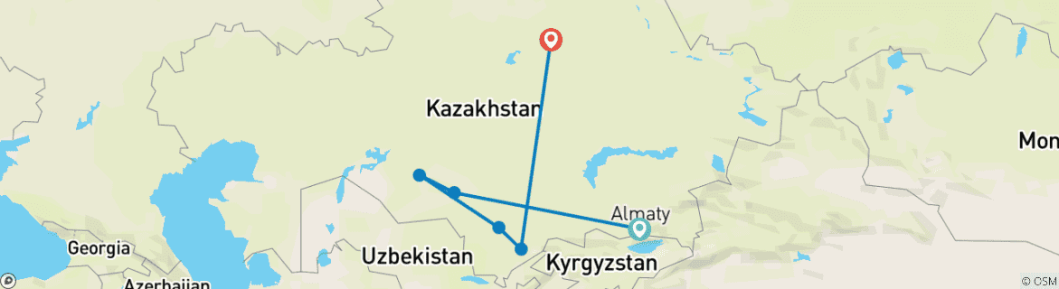 Karte mit der Reiseroute