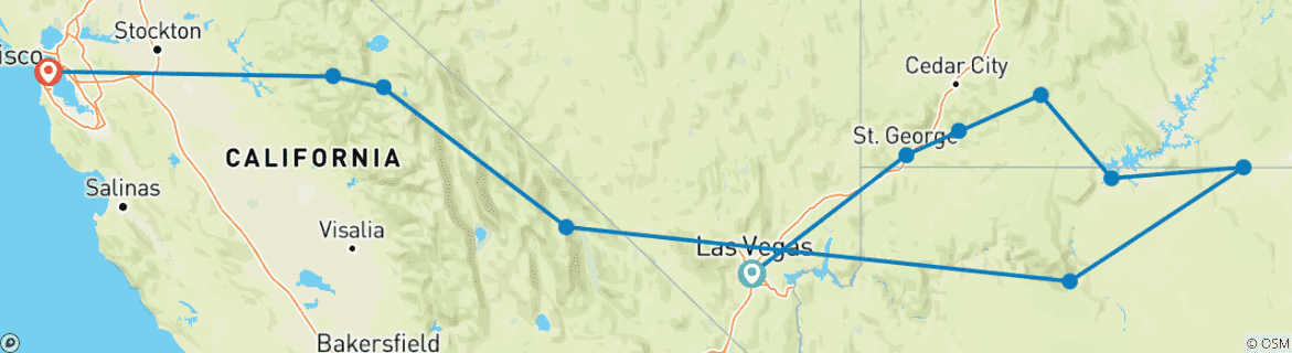 Image d'une carte montrant l'itinéraire du circuit