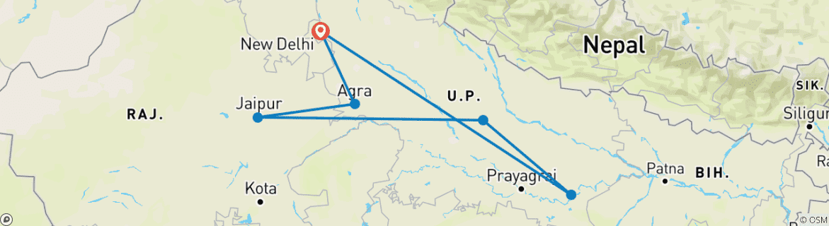 Image d'une carte montrant l'itinéraire du circuit